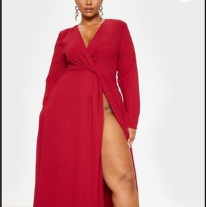Burgundy Twist Front Maxi Dress